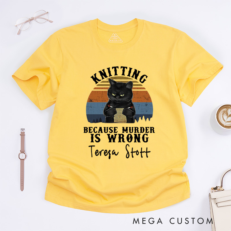 Personalized Knitting Love T-Shirts Funny Knitter T-Shirt Knit Tee Unique Font Shirt