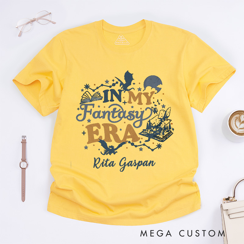 Personalized in My Fantasy Era Classic T-Shirts Book Dragon T-Shirt Fantasy Readers Book Club Book Lover Gift Bookworm Tee