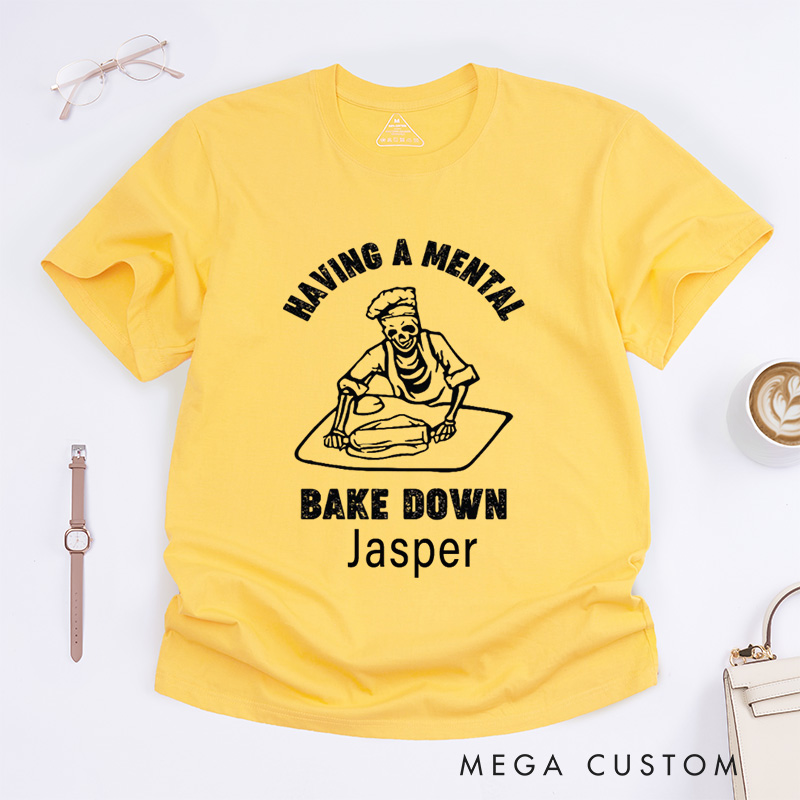 Personalized Having a Mental Bake Down Classic T-Shirts Halloween Chef Shirt Chef Skeleton Shirts Gift for Bakers Baking Tee Baker Gifts