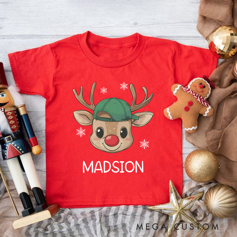 Personalized Reindeer Name Kids Shirt Cute Holiday Shirt Xmas Kids Gift