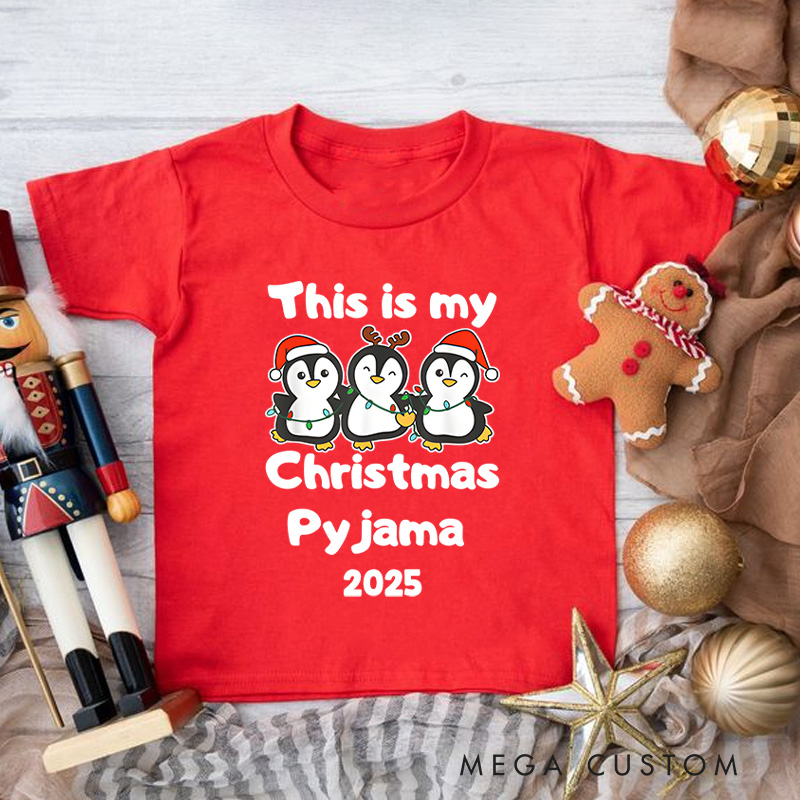 Personalized Christmas Pajama with Cute Characters Christmas Kids T-Shirt