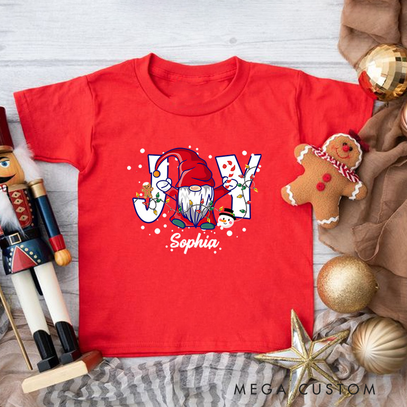 Personalized Joy with Festive Patterns and Christmas Accents Christmas Kids T-Shirt