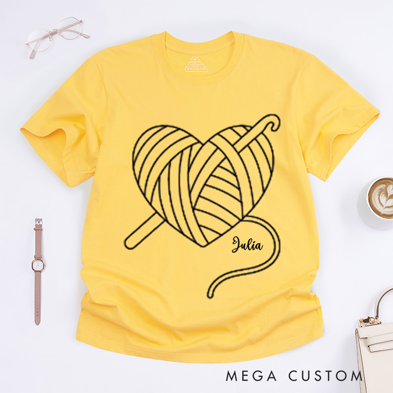 Personalized Minimalist Crochet Classic T-Shirts Funny Crochet T-Shirt Crochet Hobby Gift Knitting Lover Gift Mothers Day Shirt