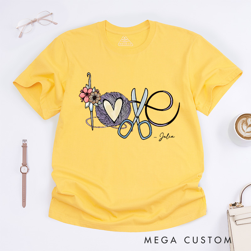 Personalized Love Crochet Classic T-Shirts Funny Crochet T-Shirt Crochet T-Shirt Crochet Hobby Gift Knitting Lover Gift Crochet Shirt Women Gift for Women