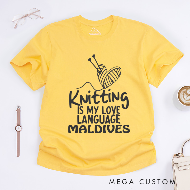 Personalized Knitting Is My Love Language Classic T-Shirts Knitter Shirt Cute Knitting Shirt Love To Knit Knitting Lover Shirt Knitting Gift