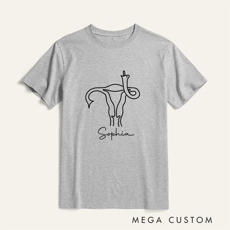 Personalized Middle Finger Uterus T-Shirt Cancer Warrior Gift Caring Gift for the Sick