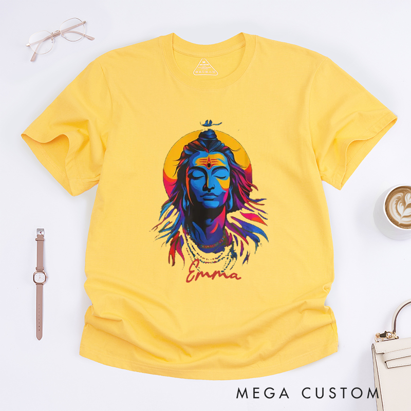 Personalized Shiva Meditation T-Shirt Lord Shiva Yoga T-Shirt Mahadev Graphic Tee Om Namah Shivaya Tee Yoga Lover