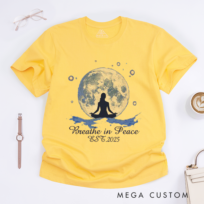 Personalized Yoga Moon T-Shirt Celestial Female Silhouette Tee Meditation T-Shirt Yoga Lover Gift Yoga Cosmic T-shirt
