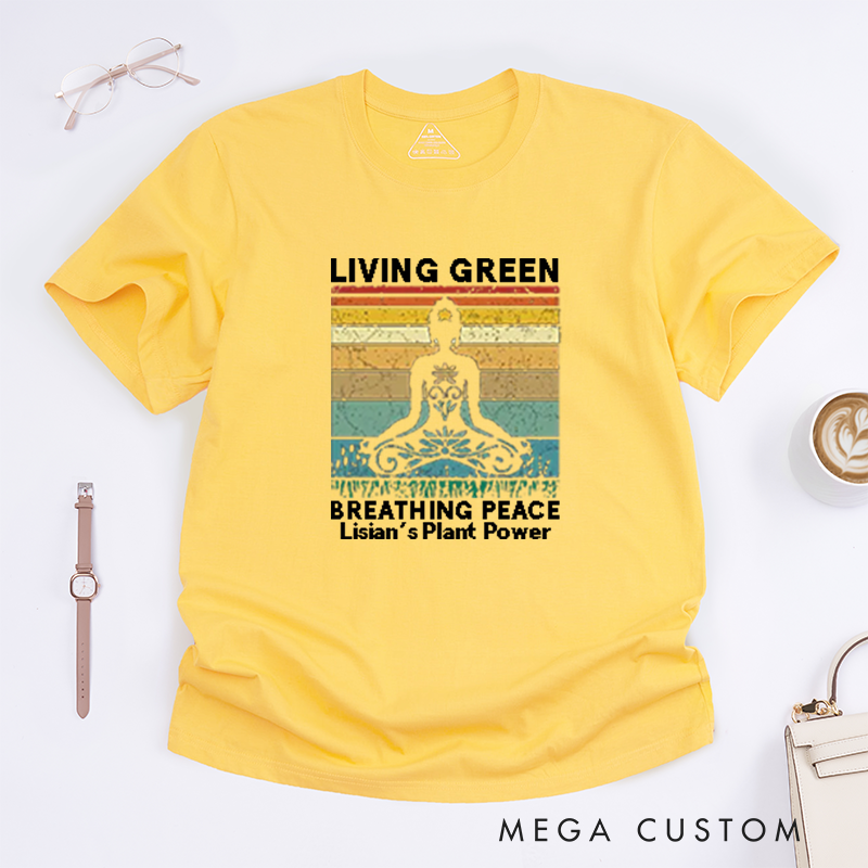 Personalized Powered By Plants Yoga T-Shirt Excitation T-Shirt Positive Yoga Lover T-Shirt Yoga Gift for Her