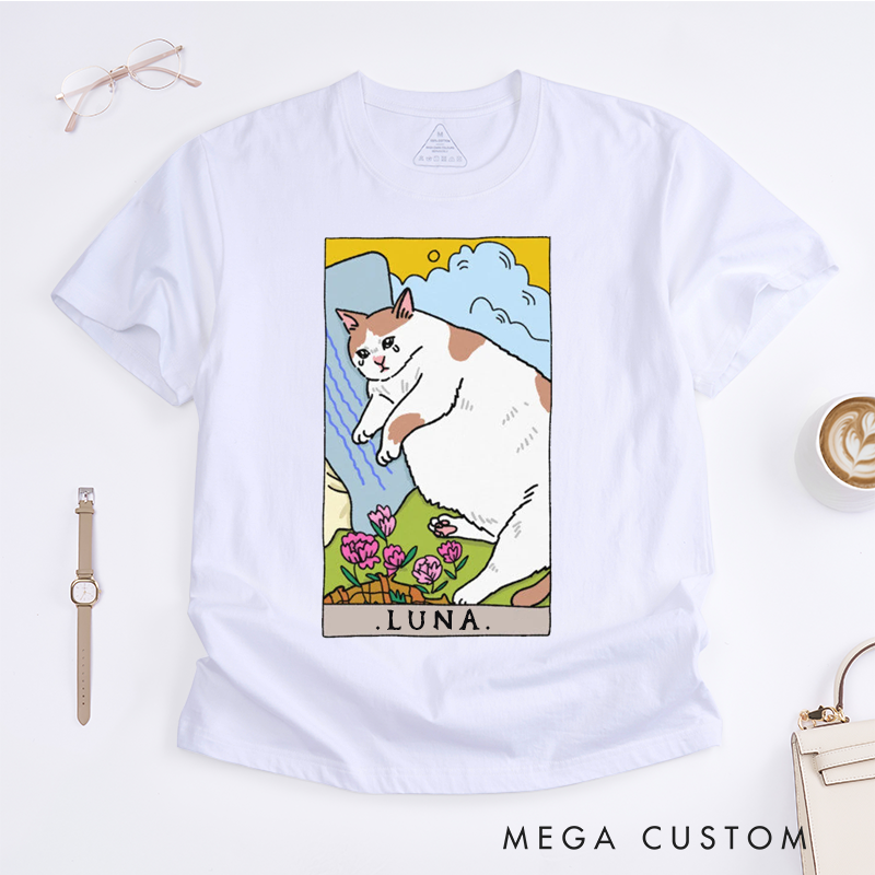 Personalized Tarot Lovers Classic T-Shirts Original Sad Cat Meme The Fool Tarot Shirt