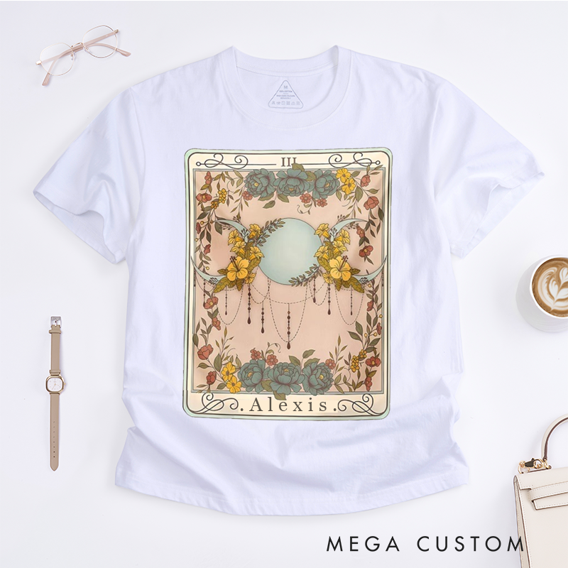 Personalized Tarot Lovers Classic T-Shirts Triple Moon Tarot Card Oversized T-Shirt Mystical Moon Phase Shirt Witchy Clothing