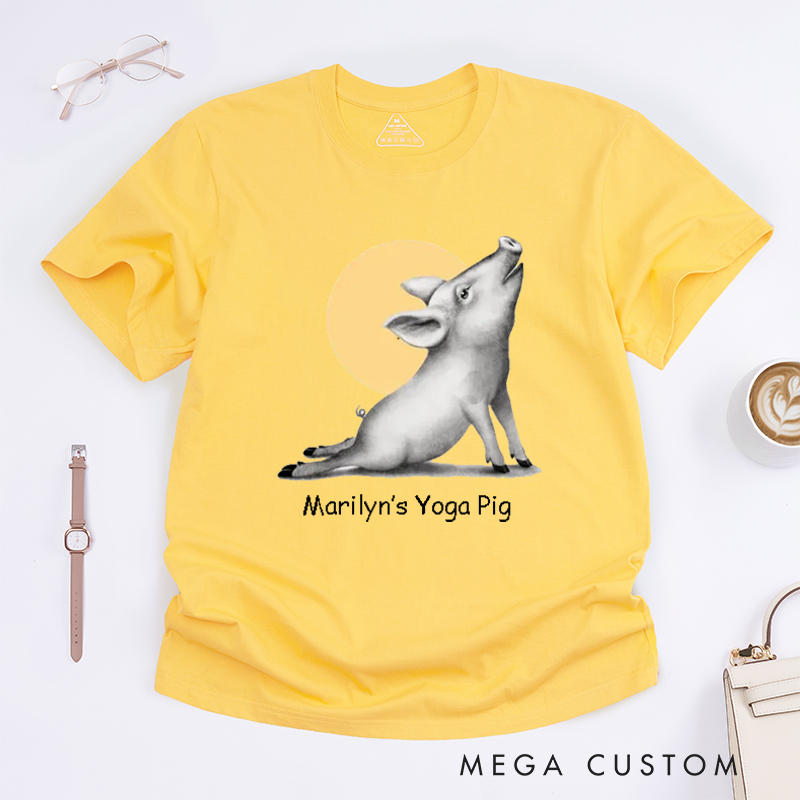 Personalized Vintage Style Animal Yoga Classic T-Shirt Meditation Series The Upper Facing Pig  Kindness And Respect for All T-Shirt