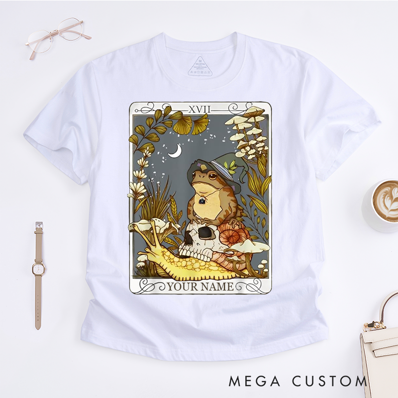 Personalized Tarot Lovers Classic T-Shirts The Frog Tarot Card Unisex T-Shirt Frog Lover Gift Cute Boho Frog T-Shirts