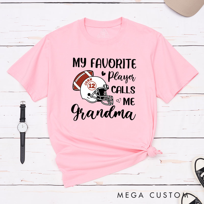 Personalized American Football and Rugby Grandma T-Shirts with Custom Name and Number