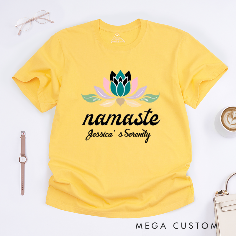 Personalized Lotus Flower Yoga T-Shirt Spiritual Gift for Yoga Lovers Gift for Her Gift for Girlfriend Boho T-shirt Gift Idea