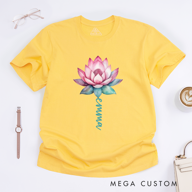 Personalized Watercolor Lotus Flower T-Shirt Namaste T-Shirt Yoga T-Shirt Cute T-Shirt Hippie T-Shirt Meditation T-Shirt