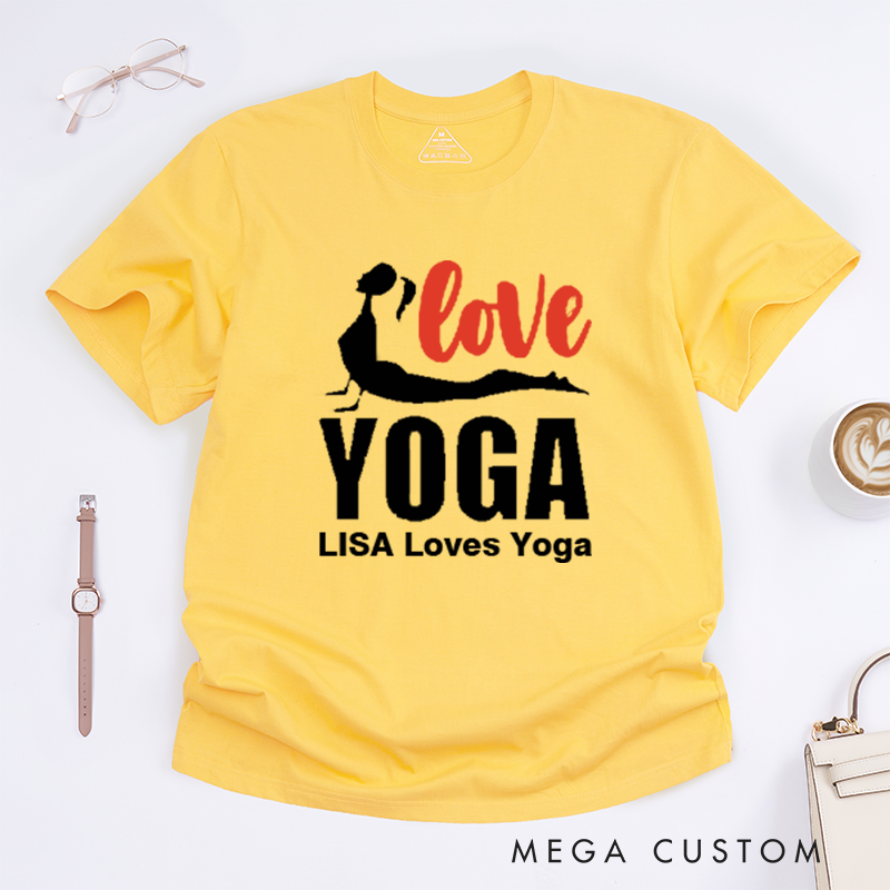Personalized Love Yoga T-Shirt Yoga Poses T-Shirt Yoga Group T-Shirt Yoga Lover T-Shirt for Gift