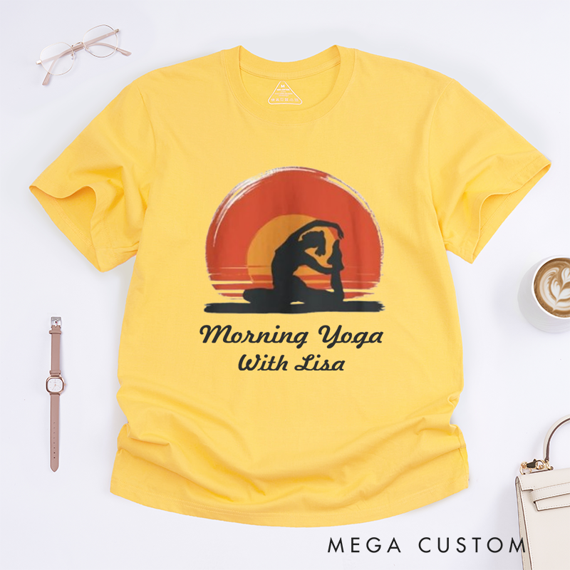 Personalized Morning Yoga T-Shirt Good Morning Yoga T-Shirt Sunrise T-Shirt Yoga Lovers Yoga Instructor Yoga Gift