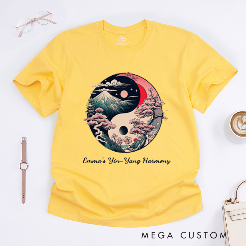 Personalized Yin Yang Meditation Yoga T-Shirt Spiritual Buddhism T-shirt Yoga Tee Self Care and Wellness T-Shirt