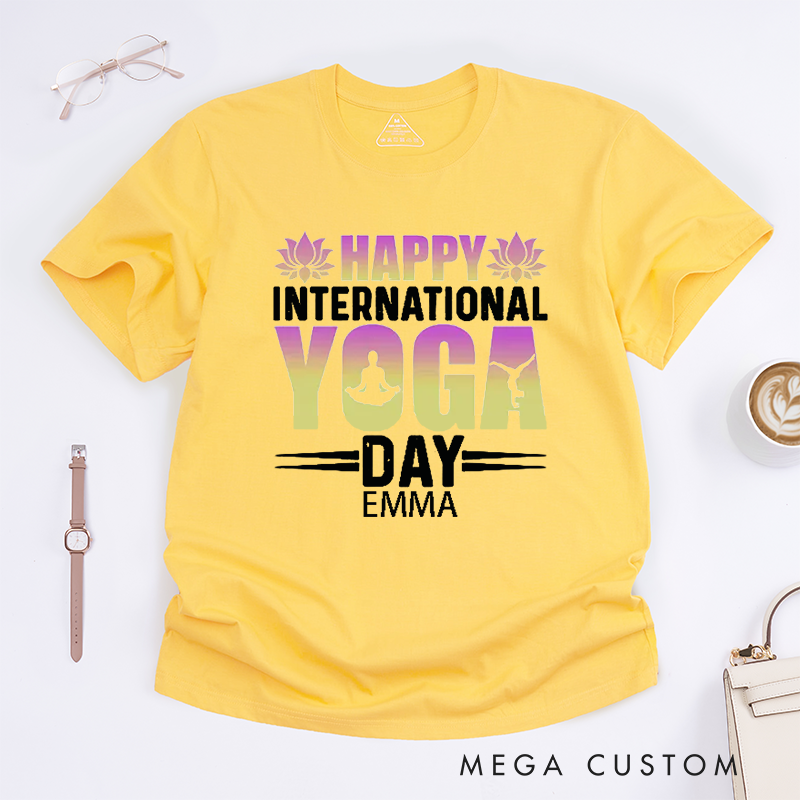 Personalized Happy International Yoga Day T-Shirt Lotus T-Shirt Yoga Lover T-Shirt Mandala T-Shirt Meditating Gift