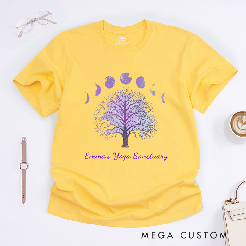 Personalized Tree of Life Yoga T-Shirt Moon Phases T-Shirt Yoga Gift Meditation T-Shirt Yoga T-shirt Yoga Instructor Gift for Yoga Lover