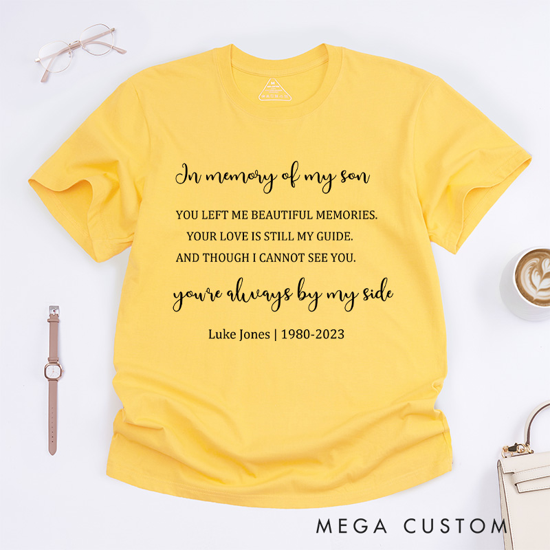 Personalized In Memory of My Son T-shirt with Custom Name Date Sympathy Gift for Loss of Son