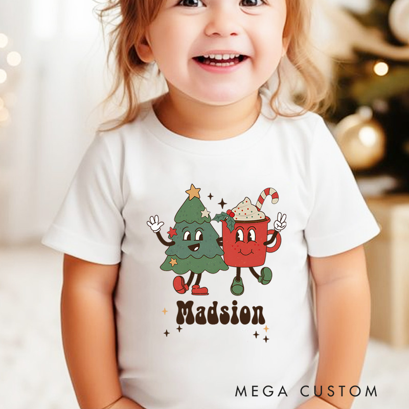 Personalized Christmas Toddler T-Shirt Funny Cute Christmas Kids Shirt 