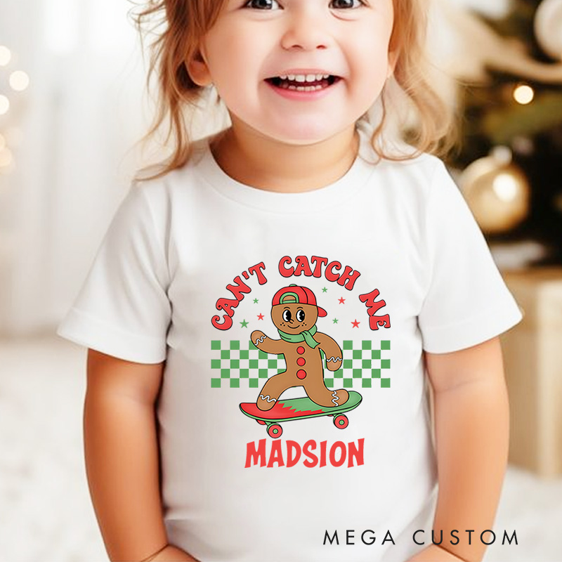Personalized Gingerbread Kids Christmas T-Shirt Boy or Girl Christmas Gift
