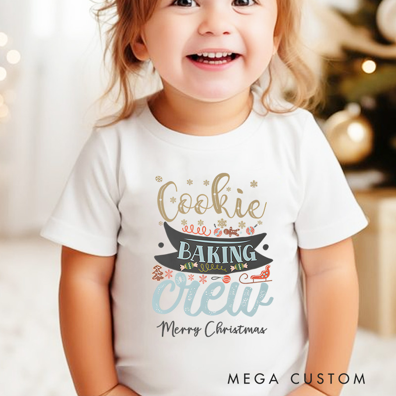 Personalized Cookie Baking Crew Christmas Holiday Kids T-Shirt