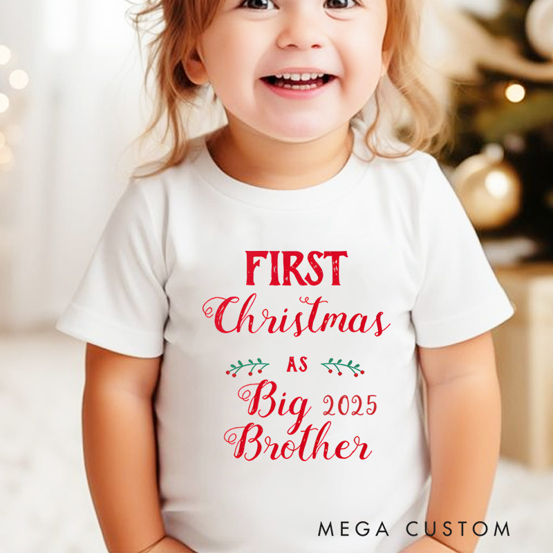 Personalized First Christmas as Big Brother Kids Matching T-Shirt