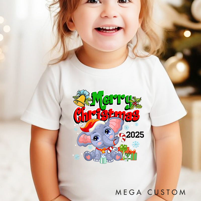 Personalized Festive Snowman with Colorful Christmas Gifts Christmas Kids T-Shirt
