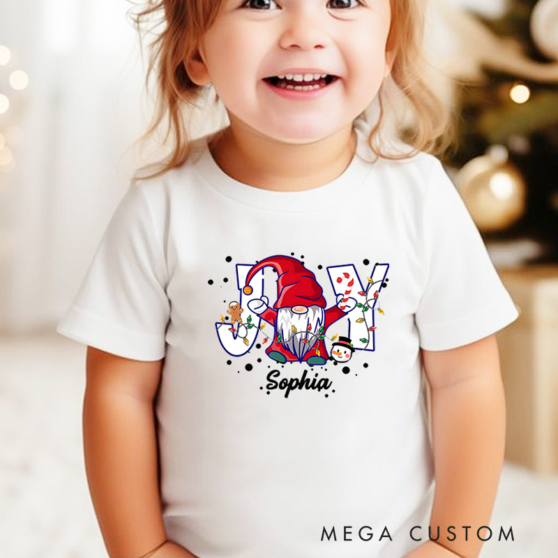 Personalized Joy with Festive Patterns and Christmas Accents Christmas Kids T-Shirt