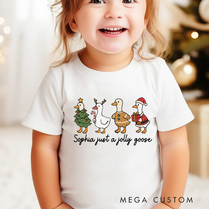 Personalized Just A Jolly Goose Kids T-Shirt Xmas Gifts