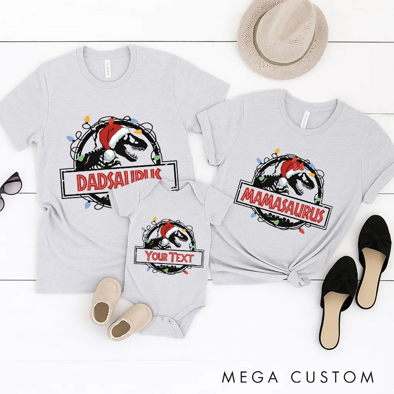 Personalized Dinosaur Inspired Namesaurus Christmas Family Matching Shirts Group Shirts Movie Holiday Shirt