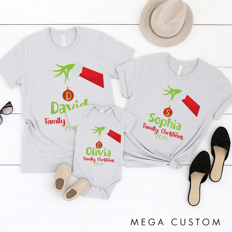 Personalized Classic Christmas Movie Inspired Green Monster Christmas Family Matching Shirts Group Shirts Movie Holiday Shirt