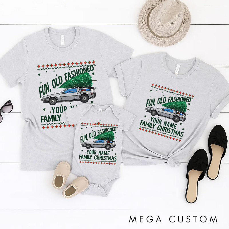 Personalized Future Backward Inspired Fun Old Fashioned Christmas Family Matching Shirts Group Shirts Movie Holiday Shirt