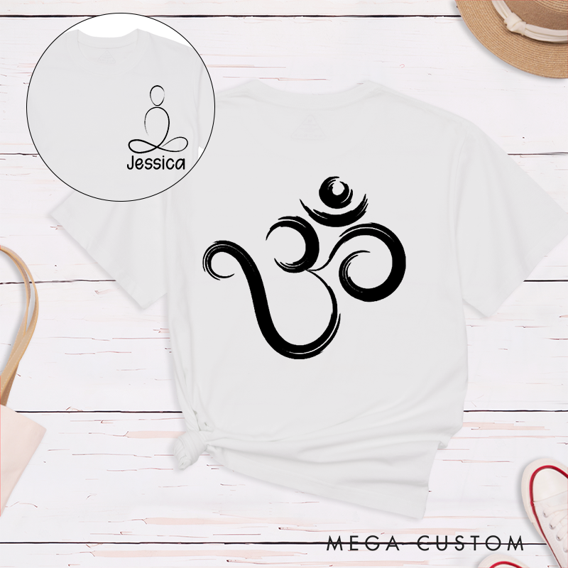 Personalized Om Symbol T-Shirt with Line Meditation Pattern Design Perfect Gift for Yoga Lover and Meditation