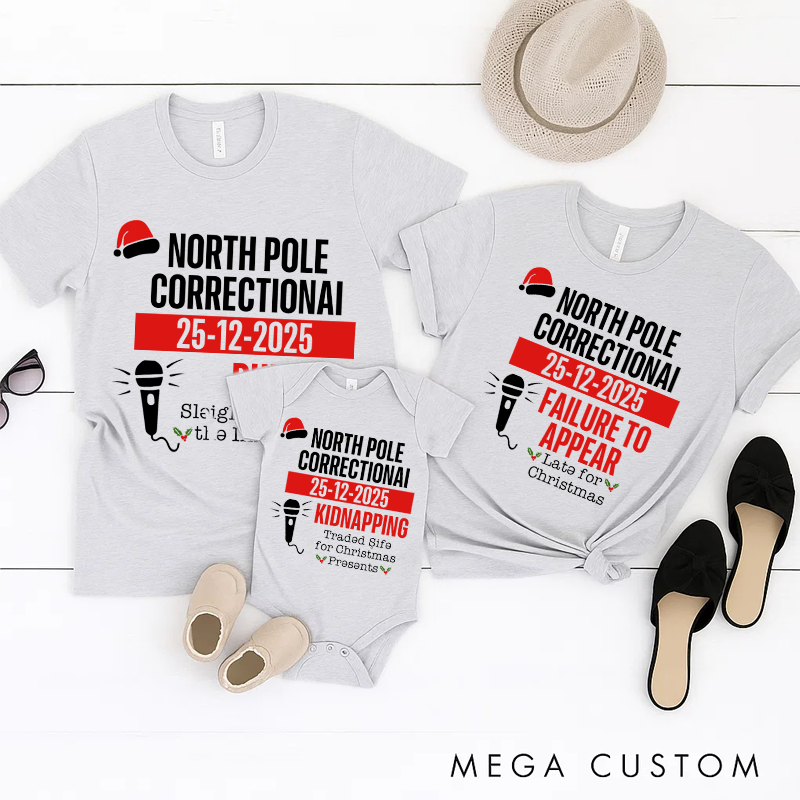 Personalized Family Matching Christmas Shirts North Pole Correctional Funny Group Christmas Tee Matching Family Shirts