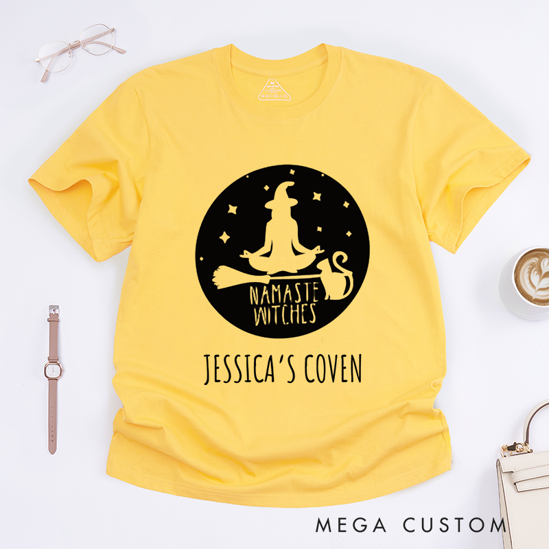 Personalized Magic Witch Yoga T-Shirt Namaste Witches Yoga T-Shirt Yoga Sports T-Shirt Lover Gift Idea for Her