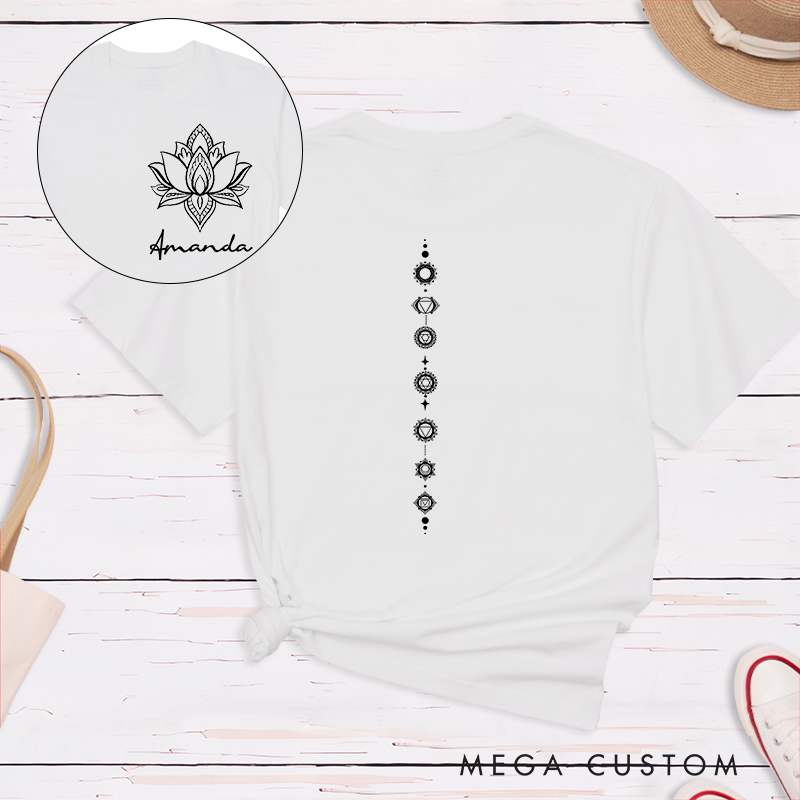 Personalized Yoga Chakra T-Shirt with Lotus and Energy Design Perfect Gift for Yoga Lover and Meditation