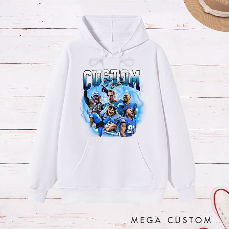 Personalized Lightning-Themed Athlete Graphic Hoodies with Custom Photos and Text