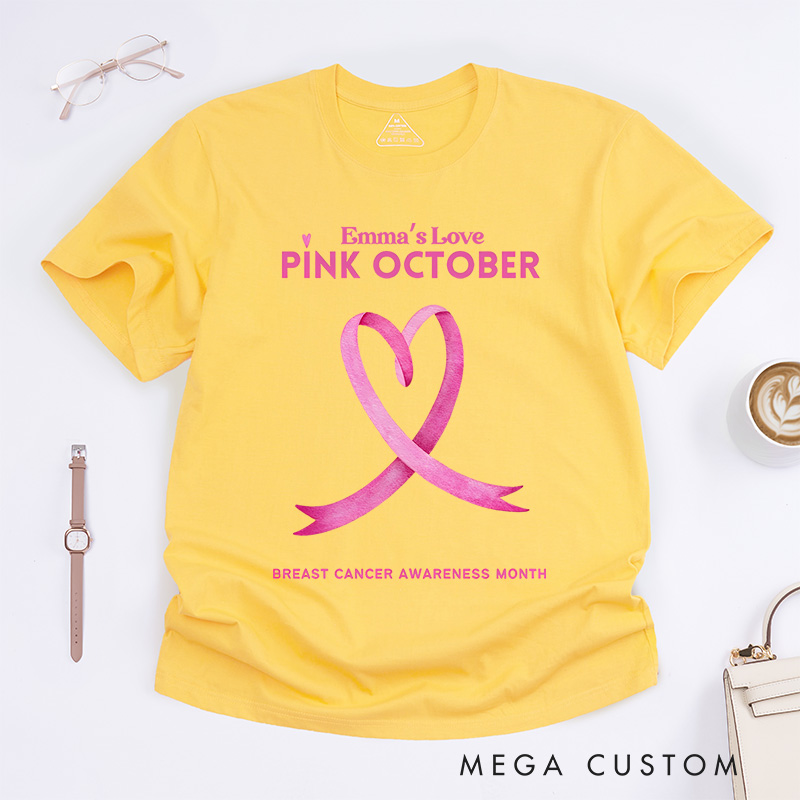 Personalized Pink October T-shirt Breast Cancer Awareness Month Gift
