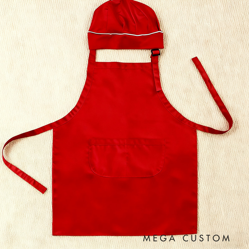 Personalized Little Chef Adjustable Kid Apron Chef Hat Set with Name and Pocket Cooking Accessory Birthday Valentine's Day Gift for Boys Girls