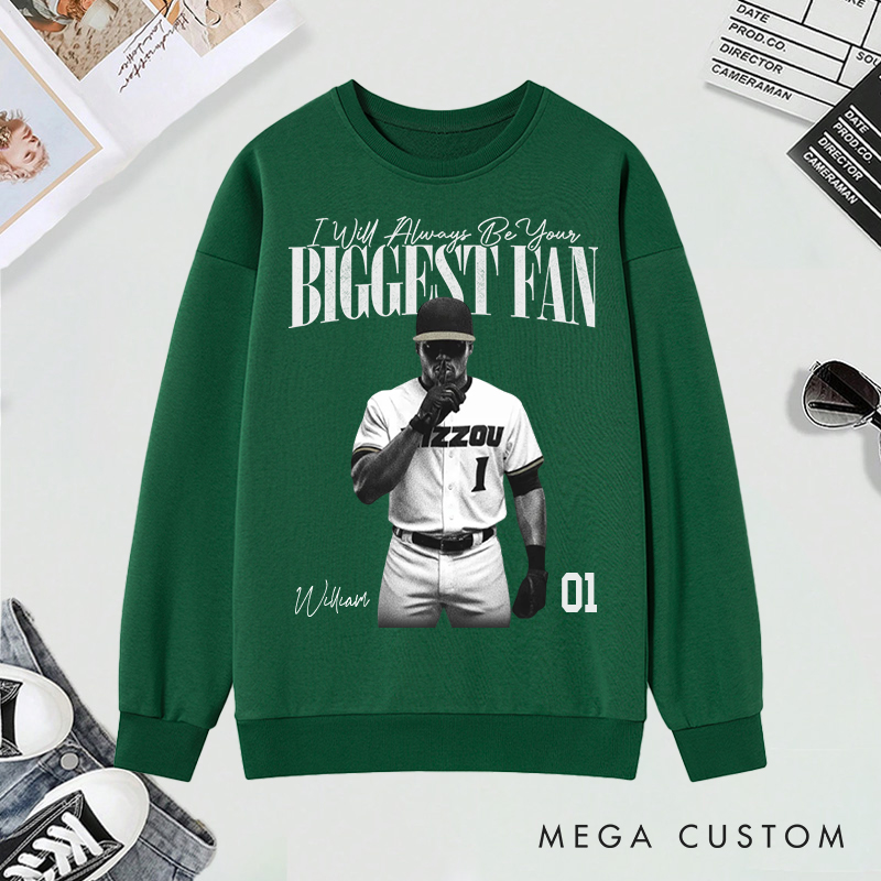 Personalized Biggest Fan Sweatshirt with Player Image and Name Customization 
