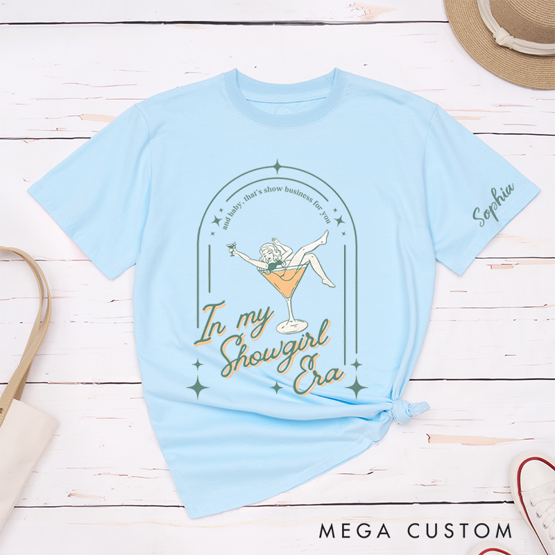 Personalized Name Comfort Colors in My Showgirl Era Shirt Glam Girl Graphic Tee Neutral Showgirl Showgirl Inspired Shirt