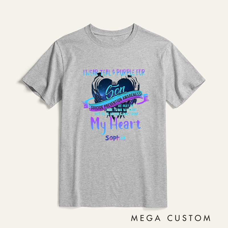 Personalized I Wear Teal and Purple for My Son Suicide Prevention Awareness Shirt Mental Health Gift