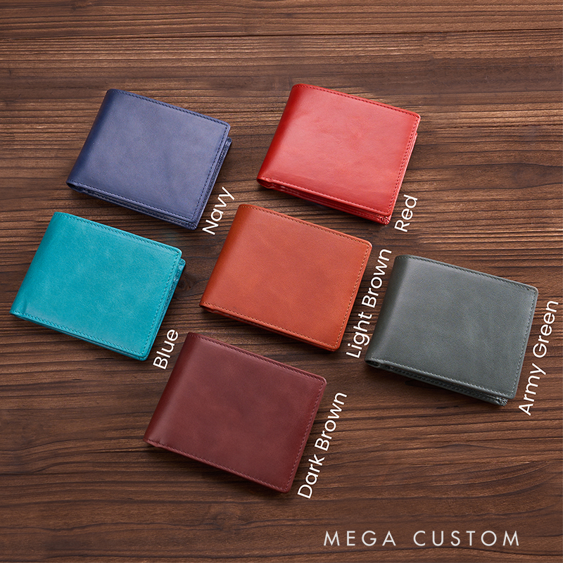 Personalized Leather Wallet Mens Wallet Custom Wallet for him Engraved Wallets with Name Minimalist Wallet Leather Gift For Him Gift for Husband Boyfriend Father