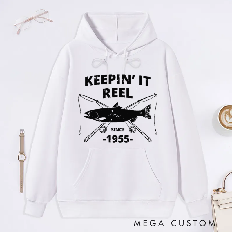 Personalized Keepin It Reel Fishing Hoodie Fisherman Birthday Gift Fisherman Gift Custom Time Comfortable and Stylish Gift for Fishing Enthusiasts
