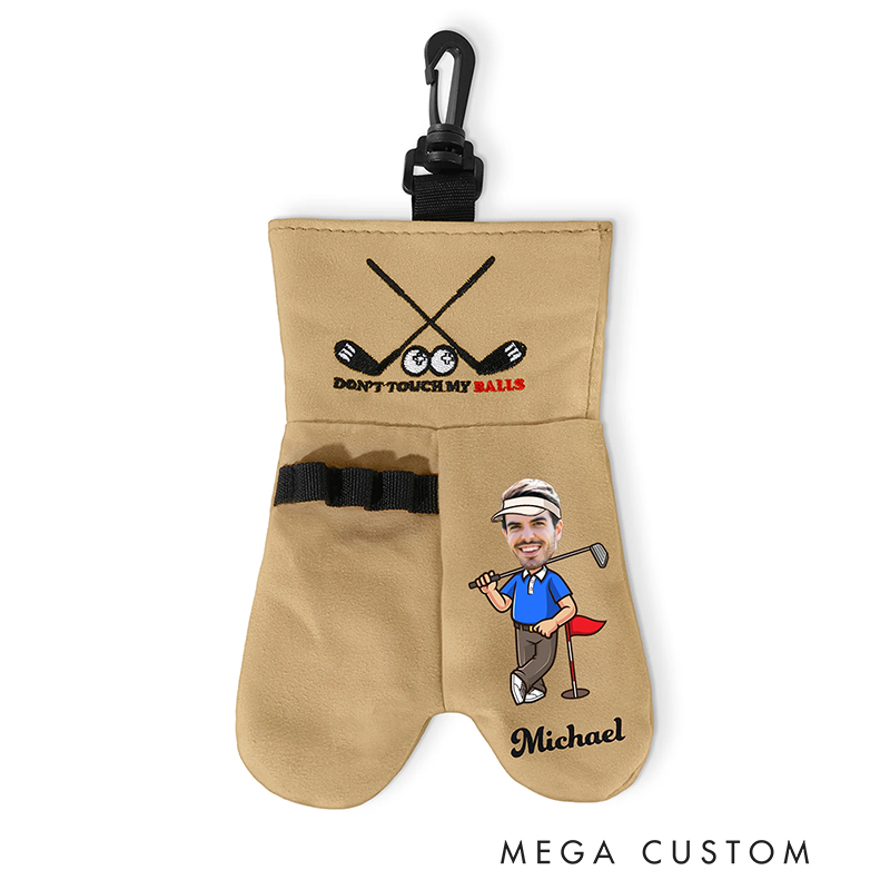 Personalized Cartoon Character Face Photo Golf Ball and Tee Storage Bag Sack with Name Golf Accessories Birthday Gift for Golf Lovers