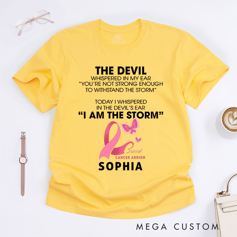 Personalized The Devil Whispered In My Ear T-Shirt Breast Cancer Survivor Gift